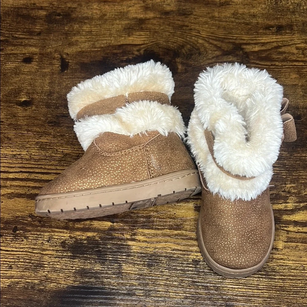 Brown and Cream Ankle Boots with Plush Lining